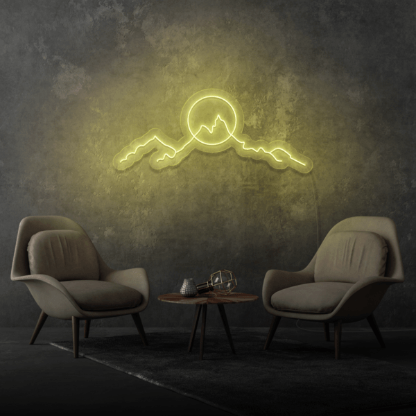 Vibrant Mountain Sunset LED Neon Wall Sign for Bedroom or Living Room