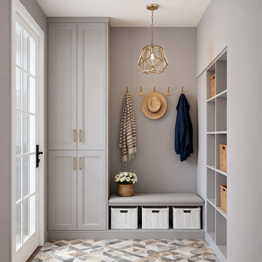 Modern Gold Geometric Hanging Pendant Light for Kitchen or Dining Room