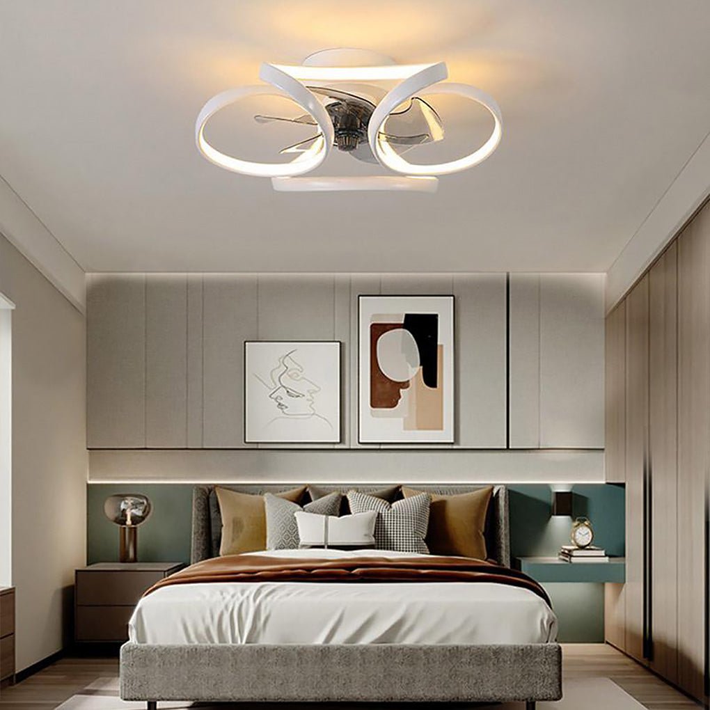 Modern Flower Crystal LED Ceiling Fan with Light for Living Room