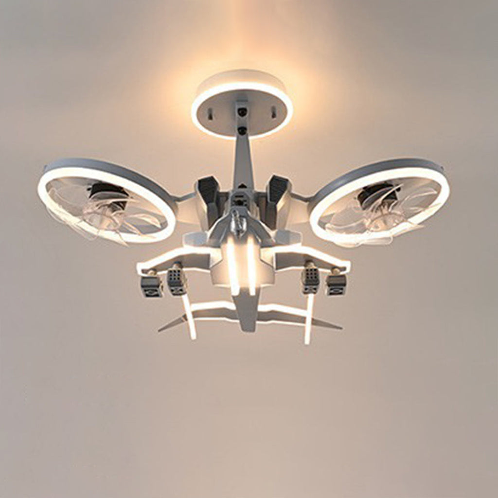 Fighter Jet Ceiling Fan with Full Spectrum Light for Kids' Room Decor