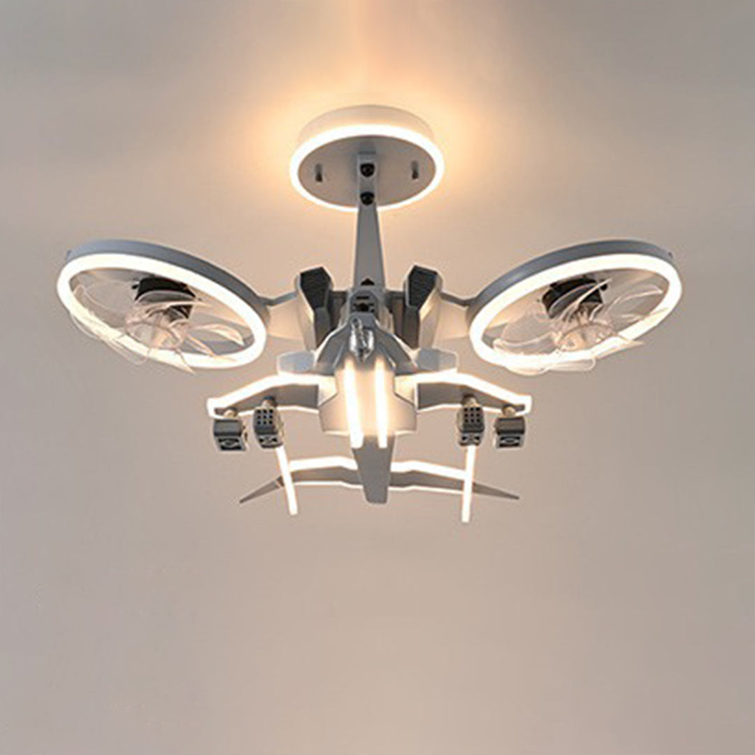 Fighter Jet Ceiling Fan with Full Spectrum Light for Kids' Room Decor