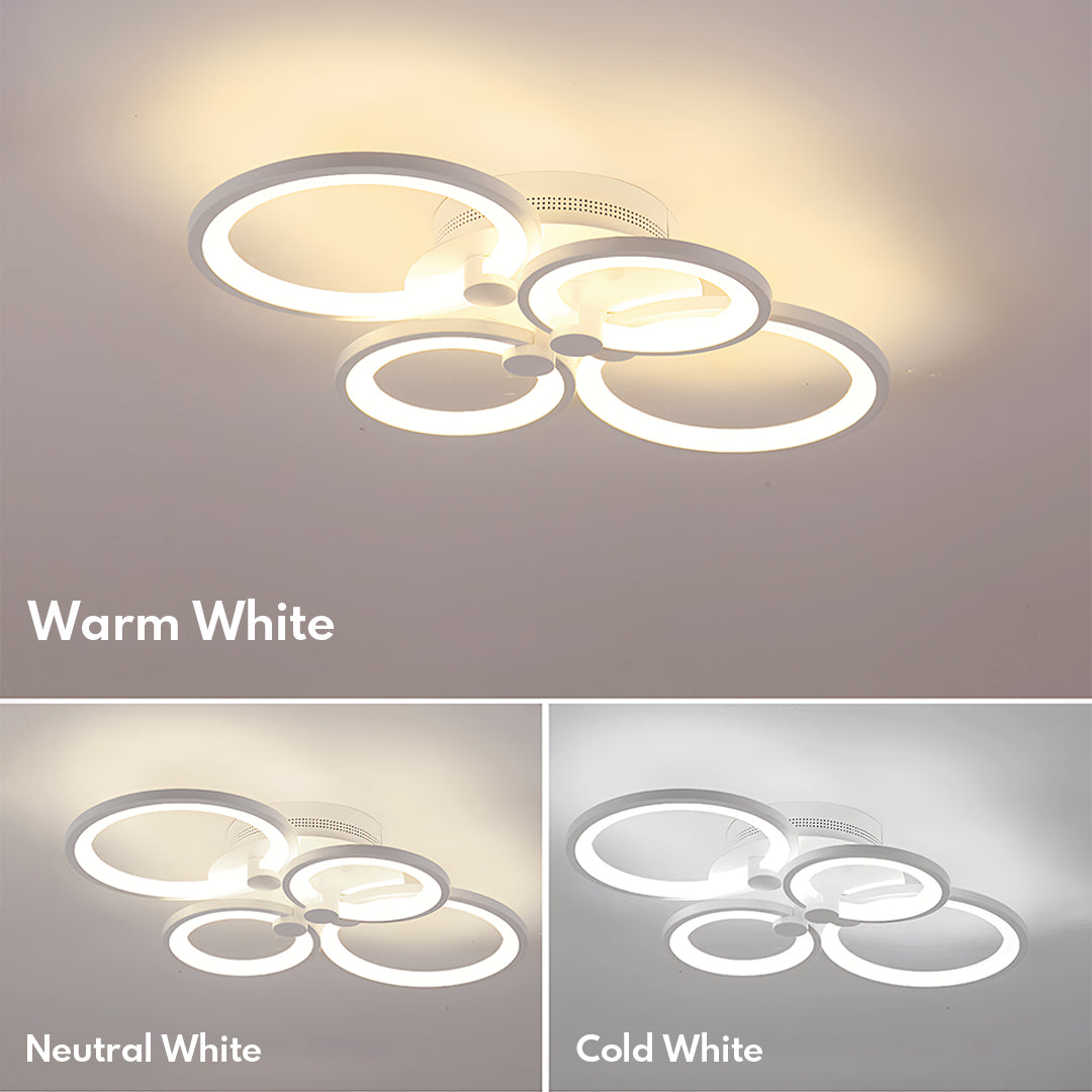 Elegant Modern Overlapping Ring Ceiling Light Fixture in Gold for Living Room