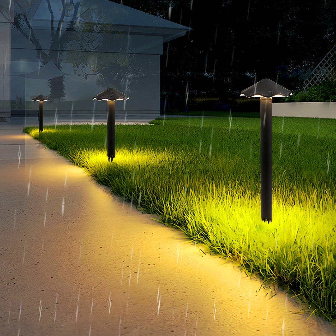Industrial Black Metal Umbrella Pathway Lights for Outdoor Garden Walkways
