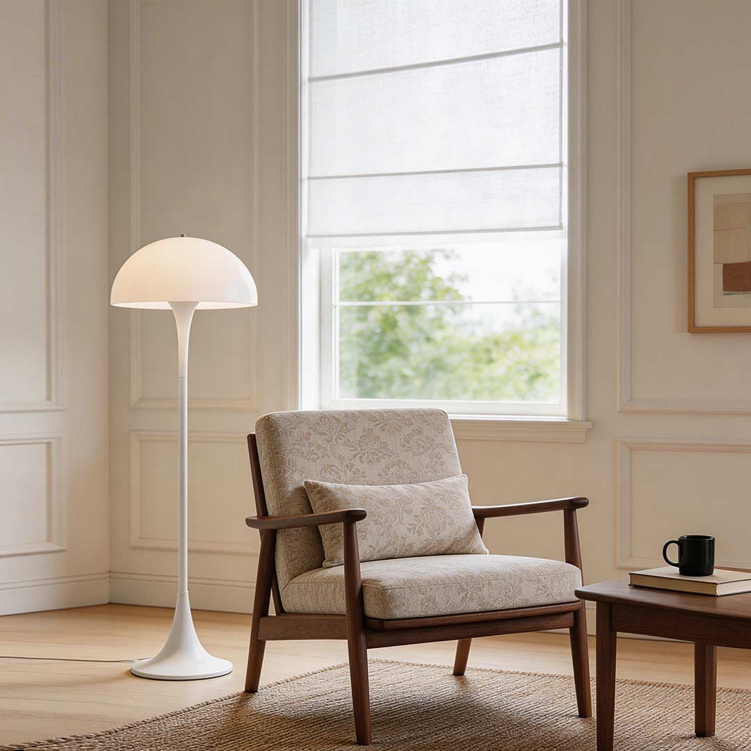 Modern White Mushroom Dome Floor Lamp with 3-Color Dimming for Living Room