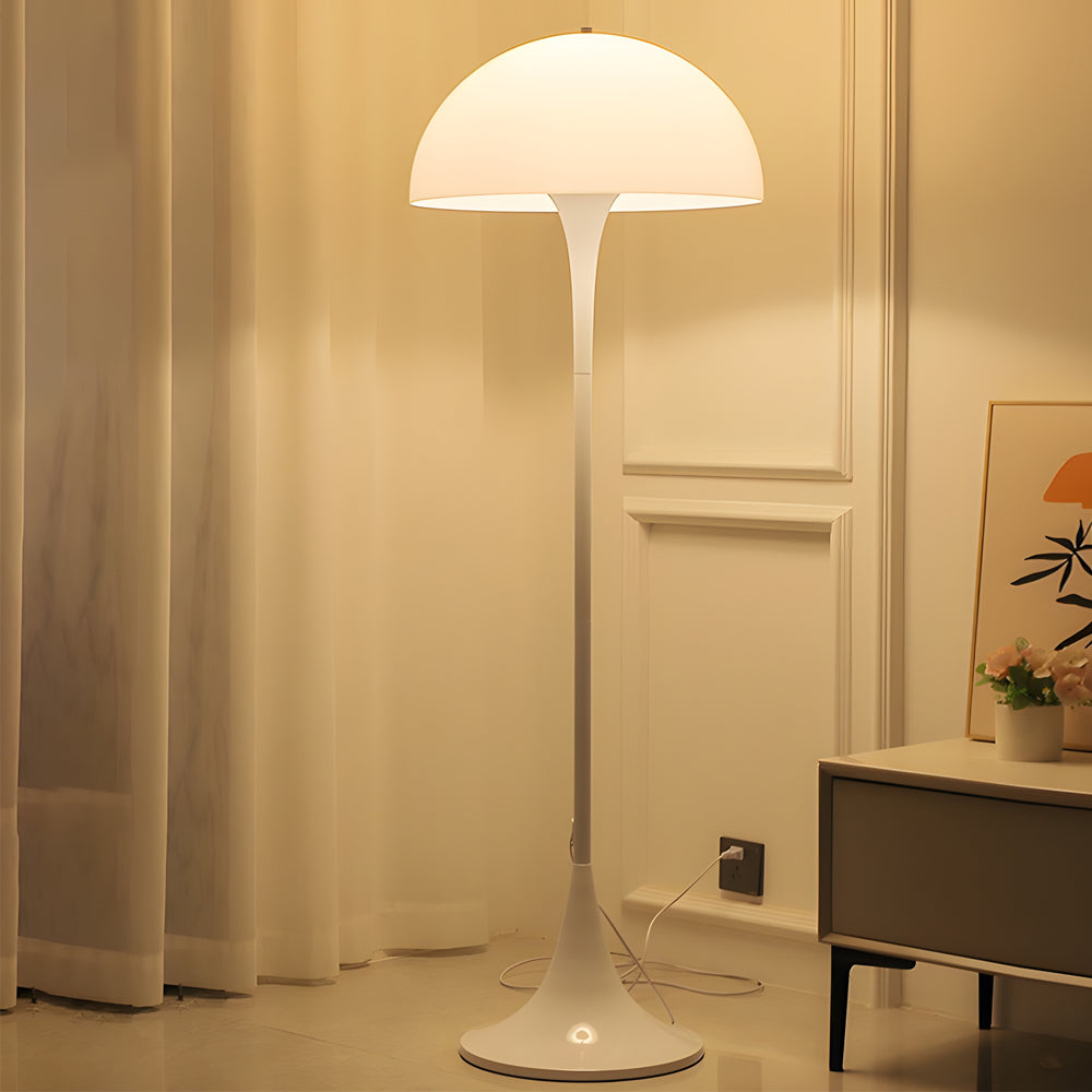 Modern White Mushroom Dome Floor Lamp with 3-Color Dimming for Living Room
