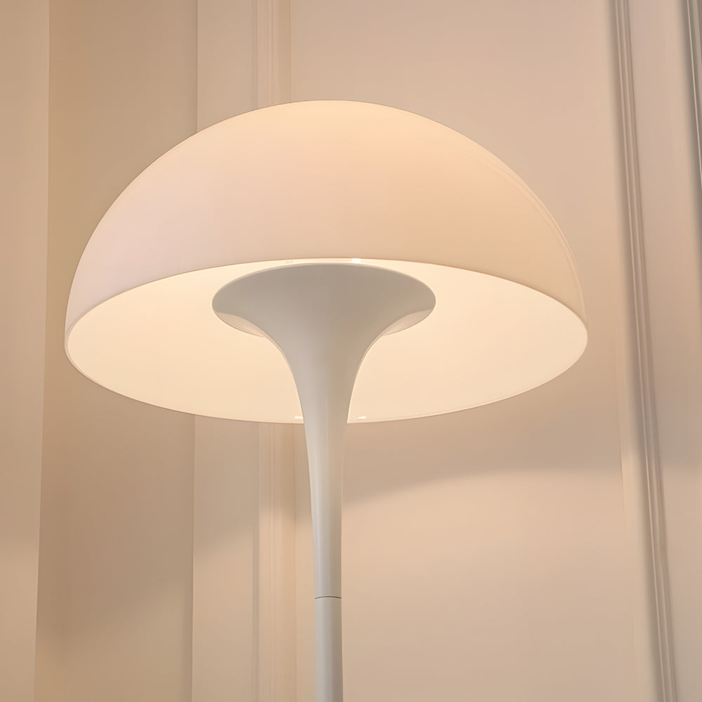 Modern White Mushroom Dome Floor Lamp with 3-Color Dimming for Living Room