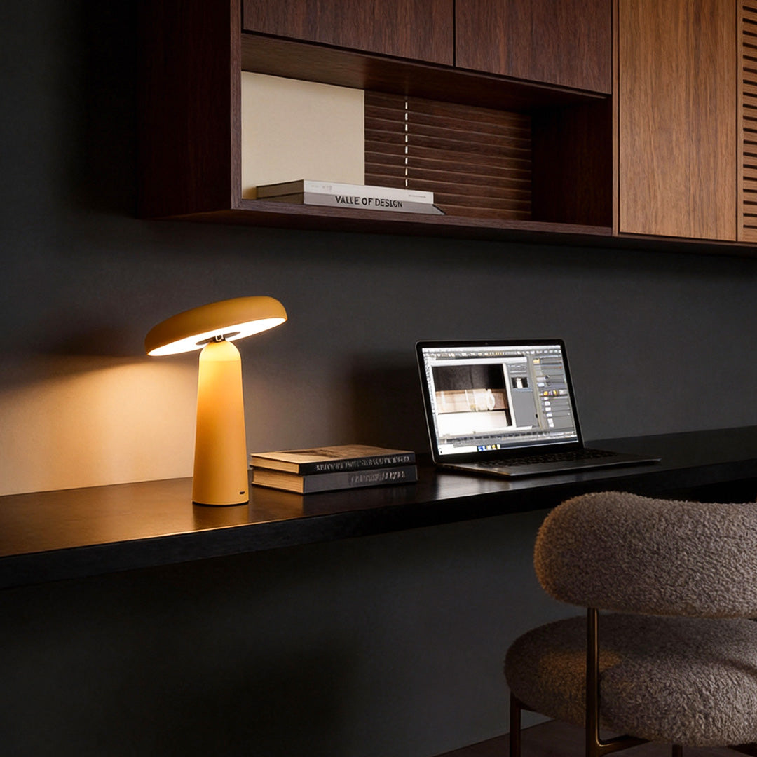 Modern White Mushroom-Shaped USB Rechargeable Table Lamp for Bedroom