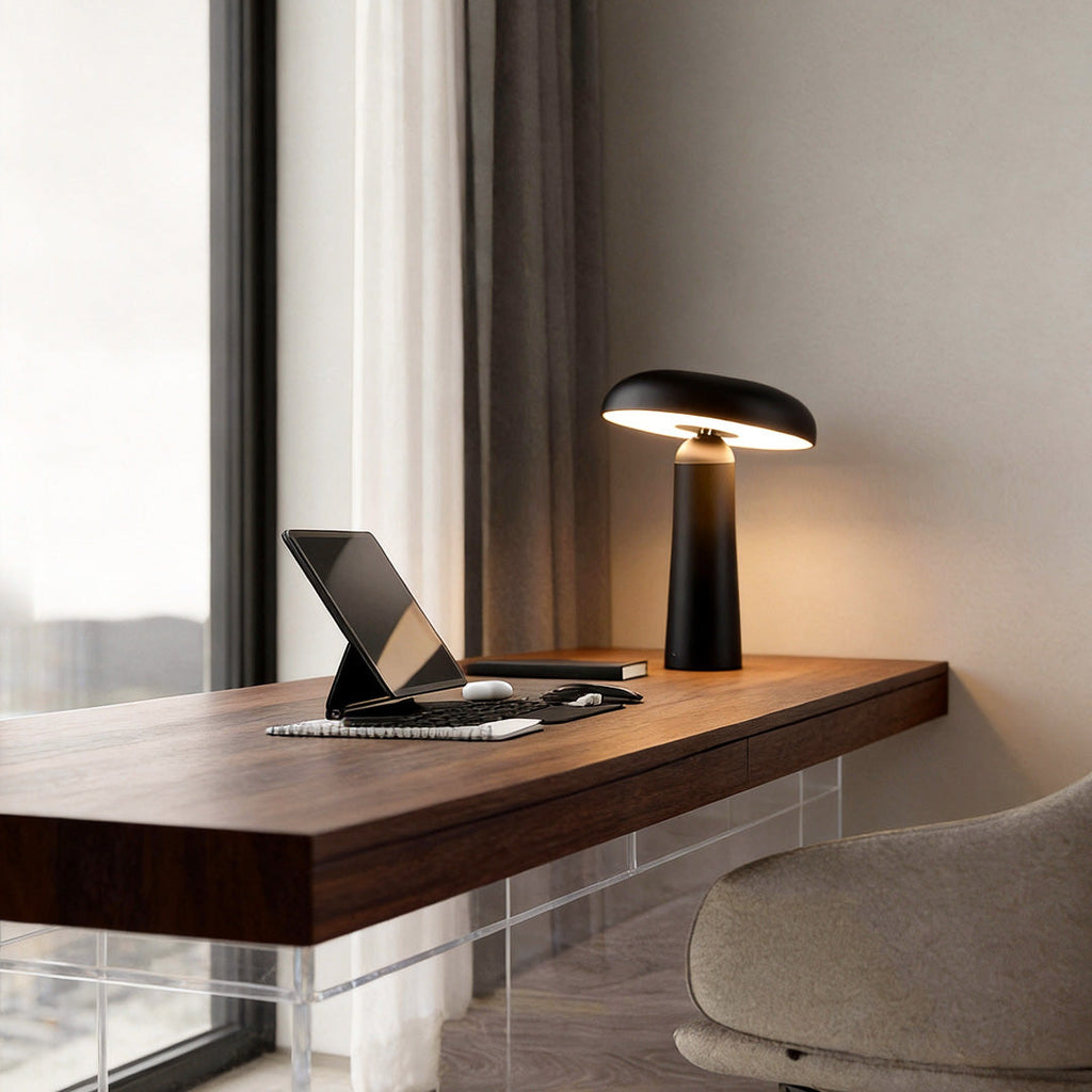 Modern White Mushroom-Shaped USB Rechargeable Table Lamp for Bedroom