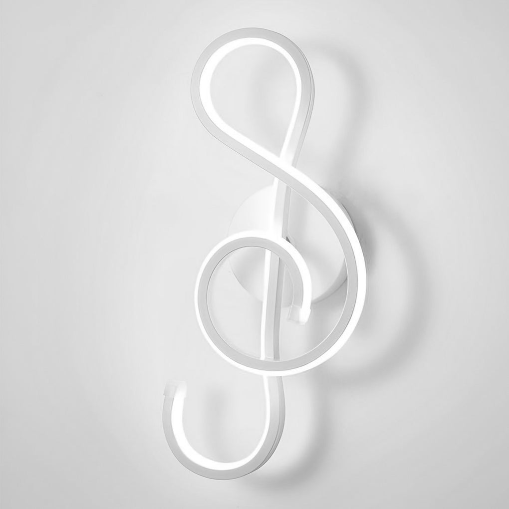 Modern LED Musical Note Wall Light in White for Music Room Decor