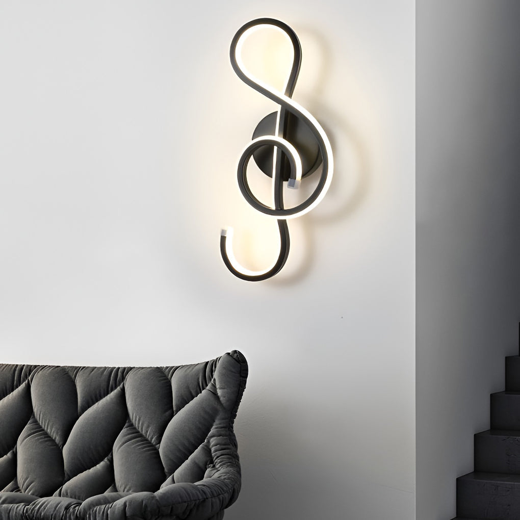 Modern LED Musical Note Wall Light in White for Music Room Decor