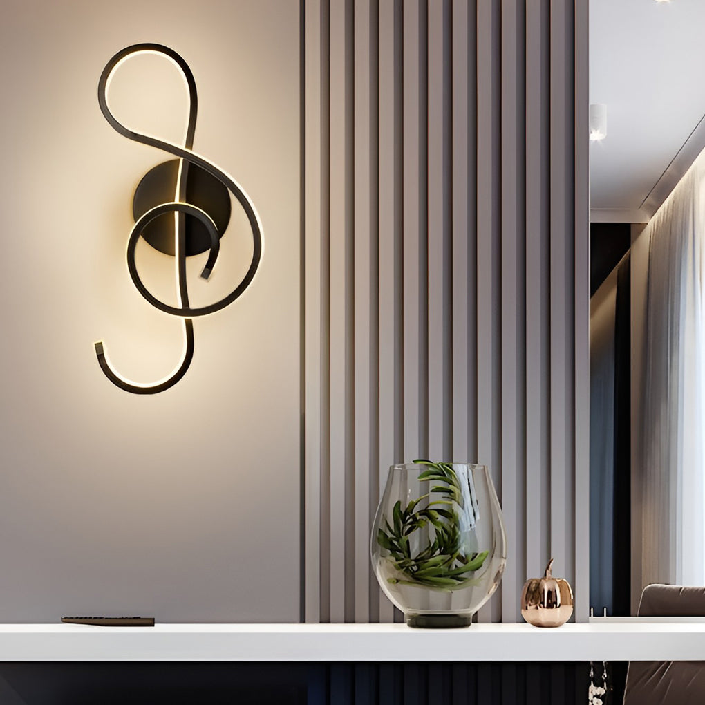 Modern LED Musical Note Wall Light in White for Music Room Decor