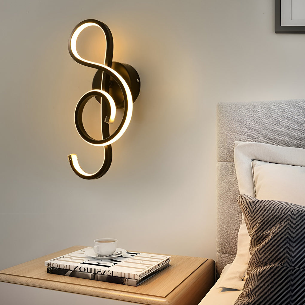 Modern LED Musical Note Wall Light in White for Music Room Decor
