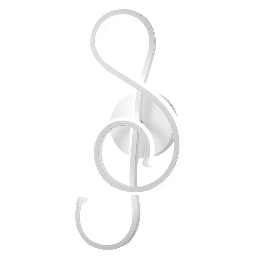 Modern LED Musical Note Wall Light in White for Music Room Decor