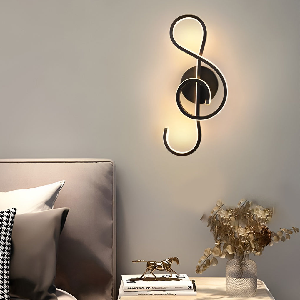 Modern LED Musical Note Wall Light in White for Music Room Decor