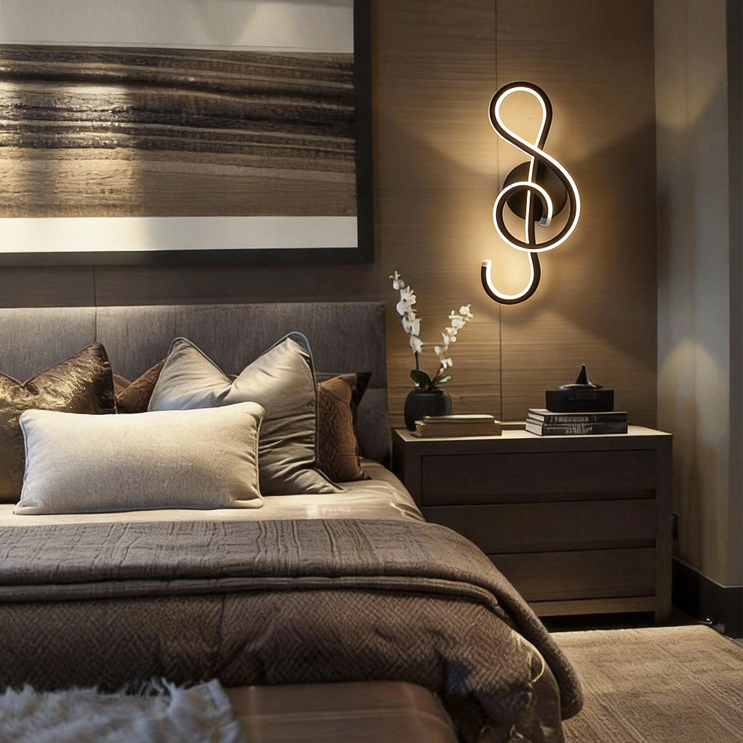 Modern LED Musical Note Wall Light in White for Music Room Decor