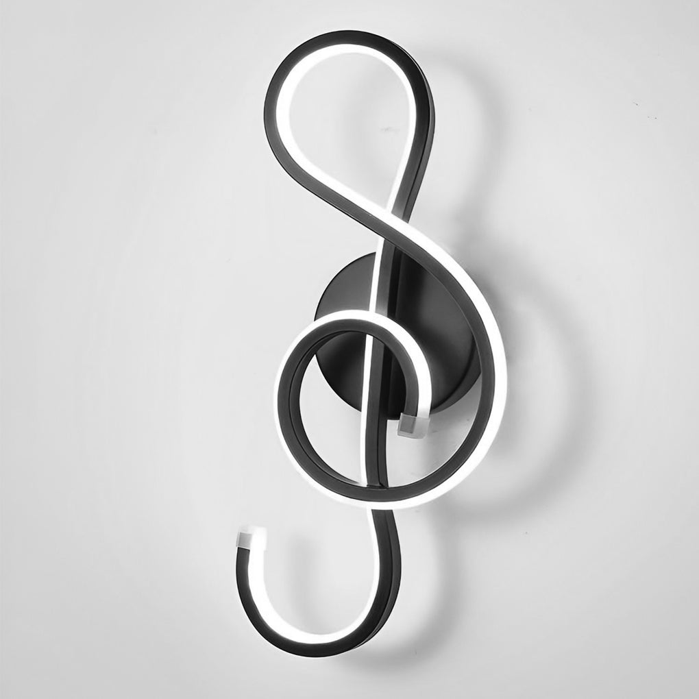 Modern LED Musical Note Wall Light in White for Music Room Decor
