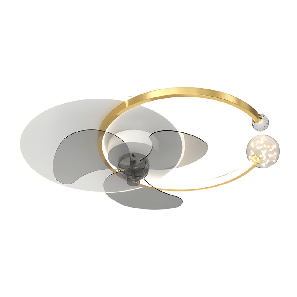 Modern White Round LED Flush Mount Ceiling Fan Lamp for Living Room