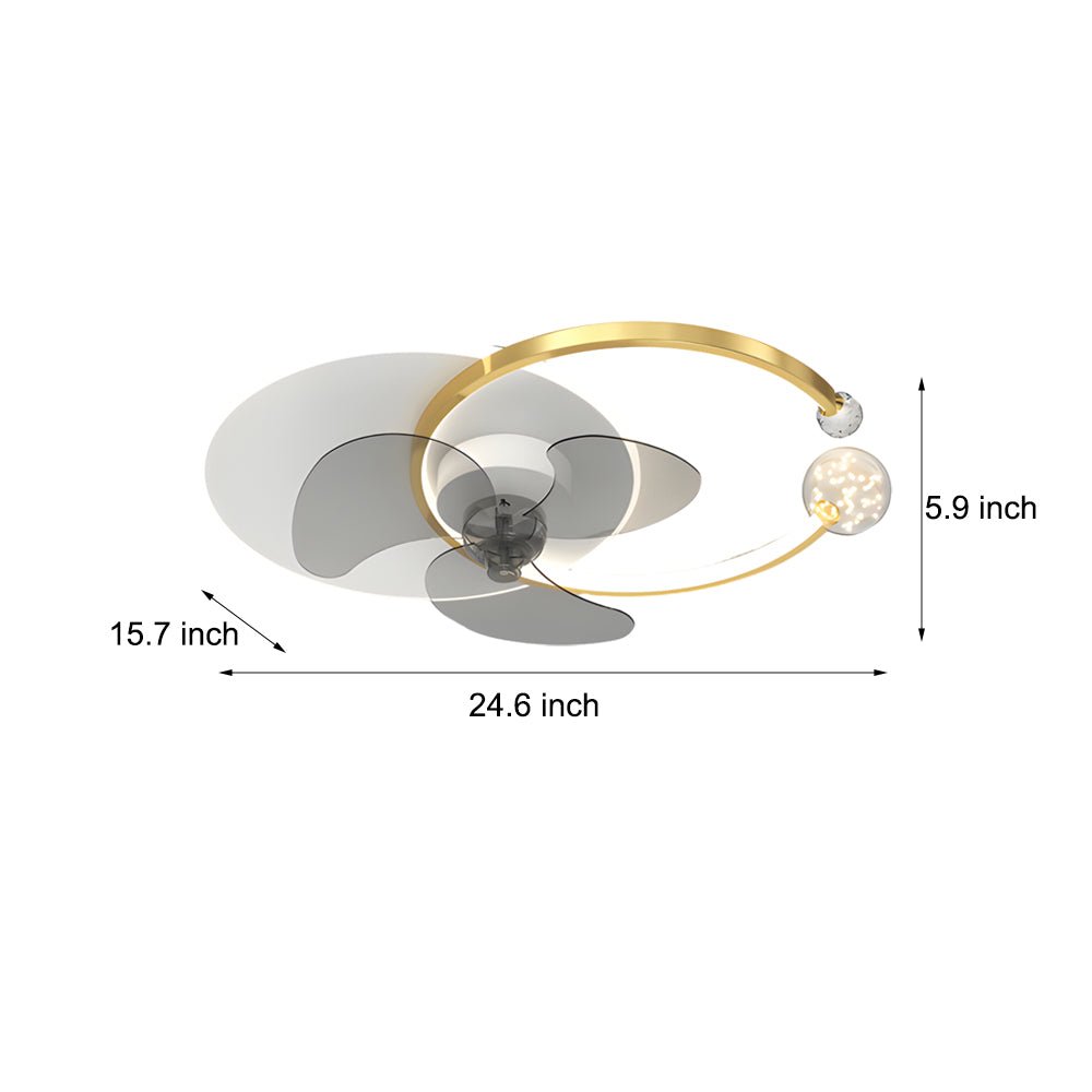 Modern White Round LED Flush Mount Ceiling Fan Lamp for Living Room