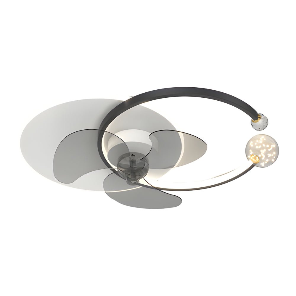 Modern White Round LED Flush Mount Ceiling Fan Lamp for Living Room