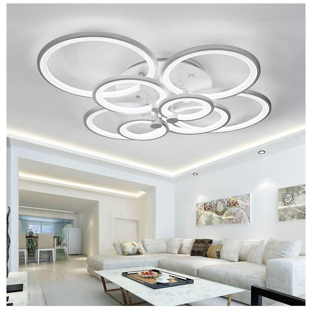Elegant Modern Overlapping Ring Ceiling Light Fixture in Gold for Living Room