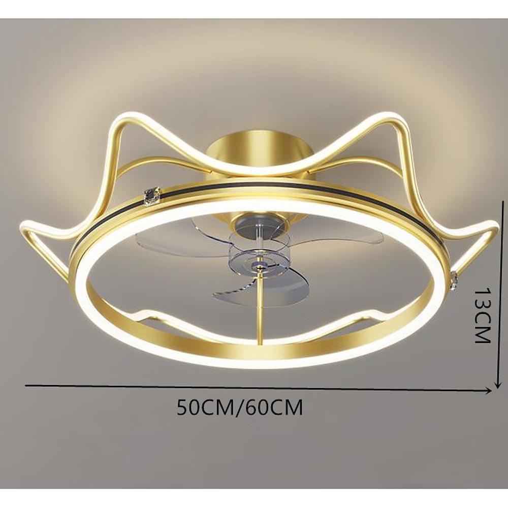 Gold Crown Shaped Bladeless Ceiling Fan Light with LED for Bedrooms