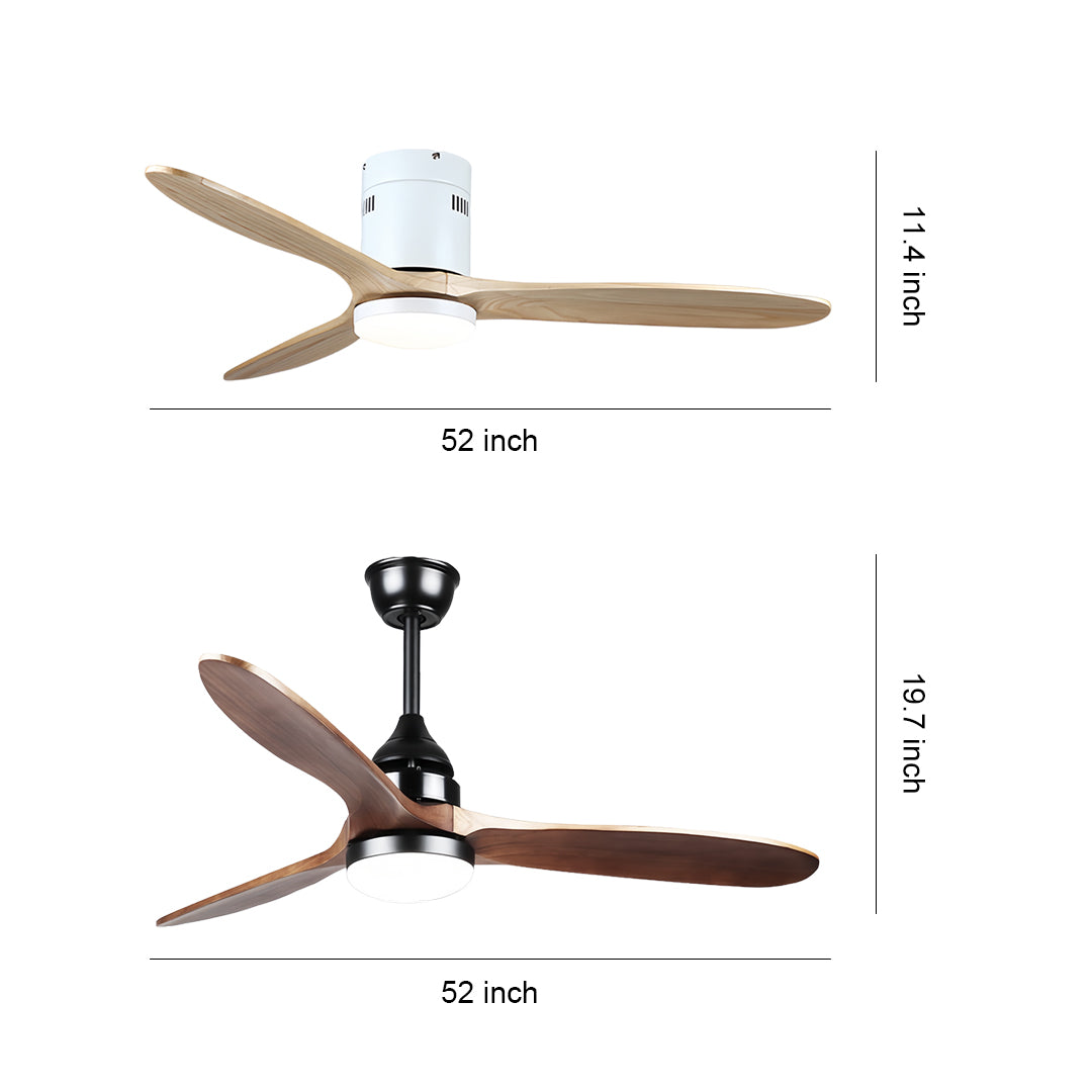 Rustic Wood Flush Mount Ceiling Fan with Light - Modern DC Motor Fandelier