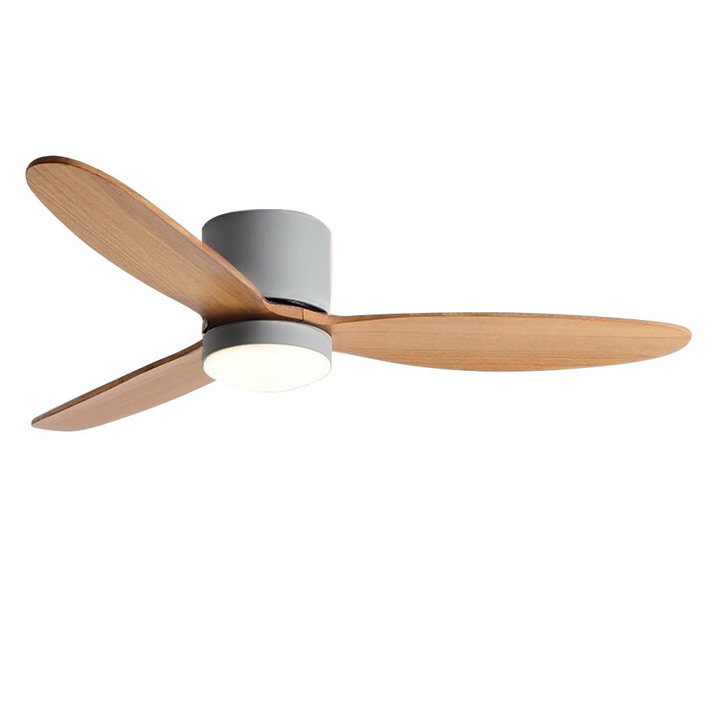 Rustic Natural Wood LED Ceiling Fan with Light for Living Room Bedroom