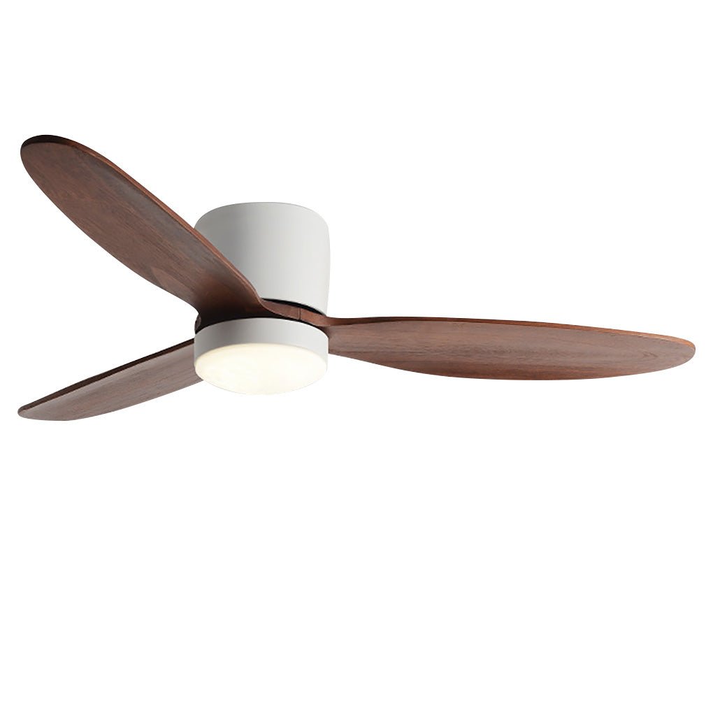 Rustic Oak Wood LED Ceiling Fan with Light for Living Room & Bedroom