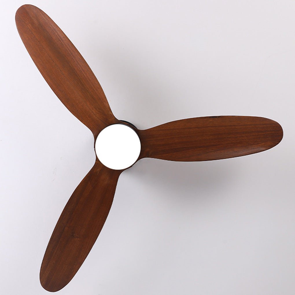 Rustic Natural Wood LED Ceiling Fan with Light for Living Room Bedroom