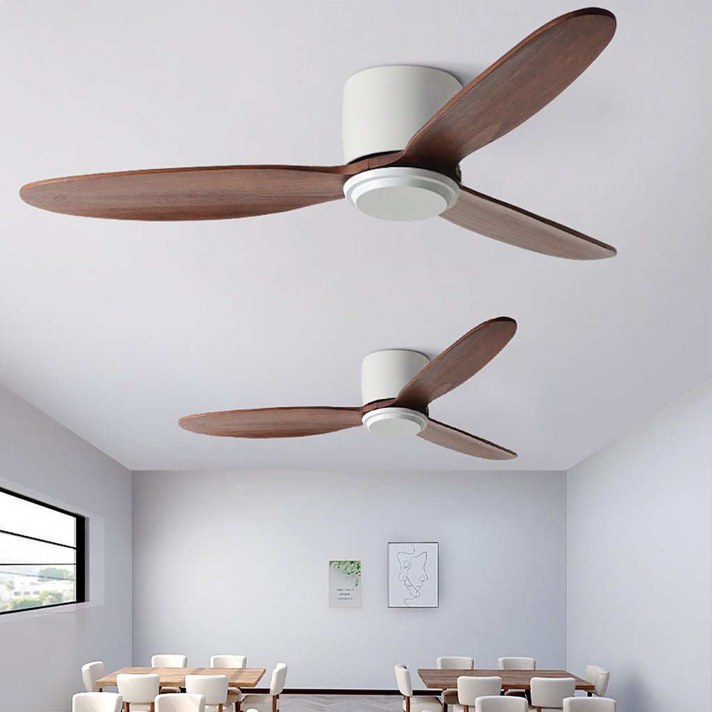Rustic Natural Wood LED Ceiling Fan with Light for Living Room Bedroom