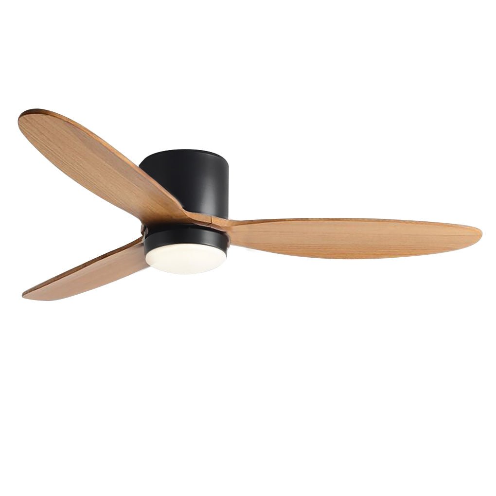 Rustic Natural Wood LED Ceiling Fan with Light for Living Room Bedroom