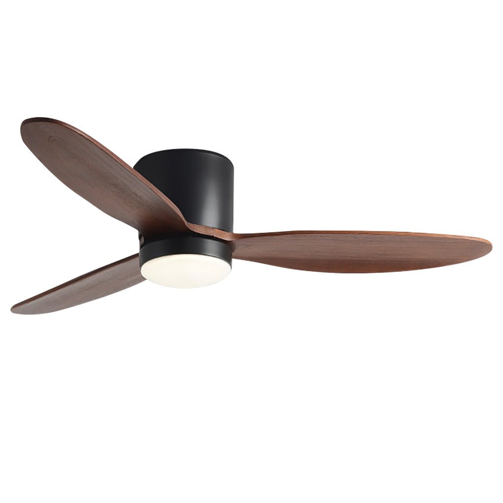 Rustic Oak Wood LED Ceiling Fan with Light for Living Room & Bedroom