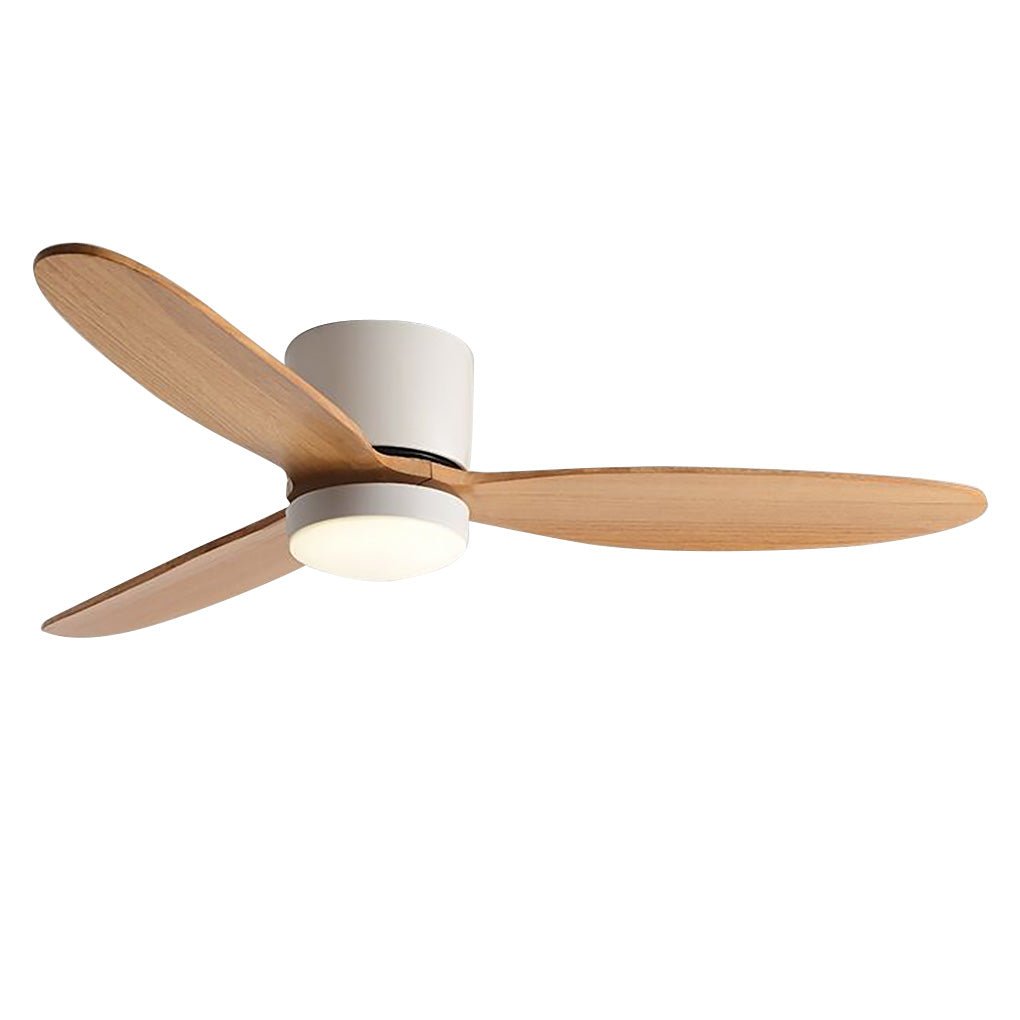 Rustic Natural Wood LED Ceiling Fan with Light for Living Room Bedroom