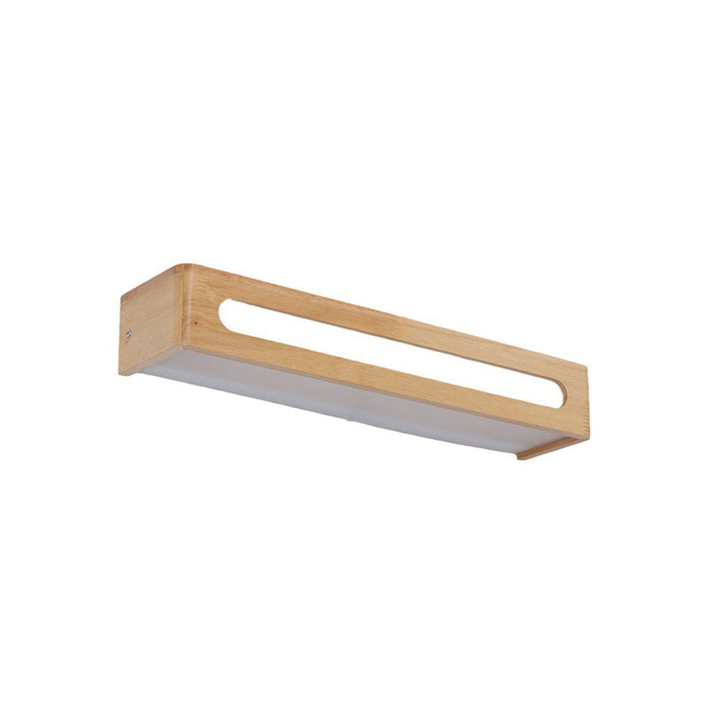 Waterproof LED Rectangular Wood Wall Sconce Mirror Light for Bathroom