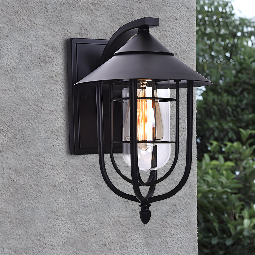 Rustic Nautical Wrought Iron Glass Outdoor Wall Sconce for Patios