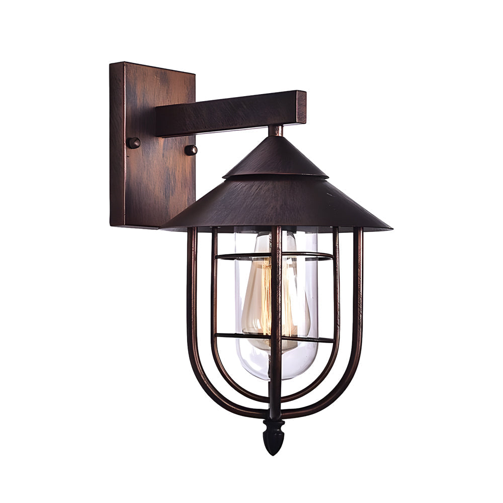 Rustic Nautical Wrought Iron Glass Outdoor Wall Sconce for Patios