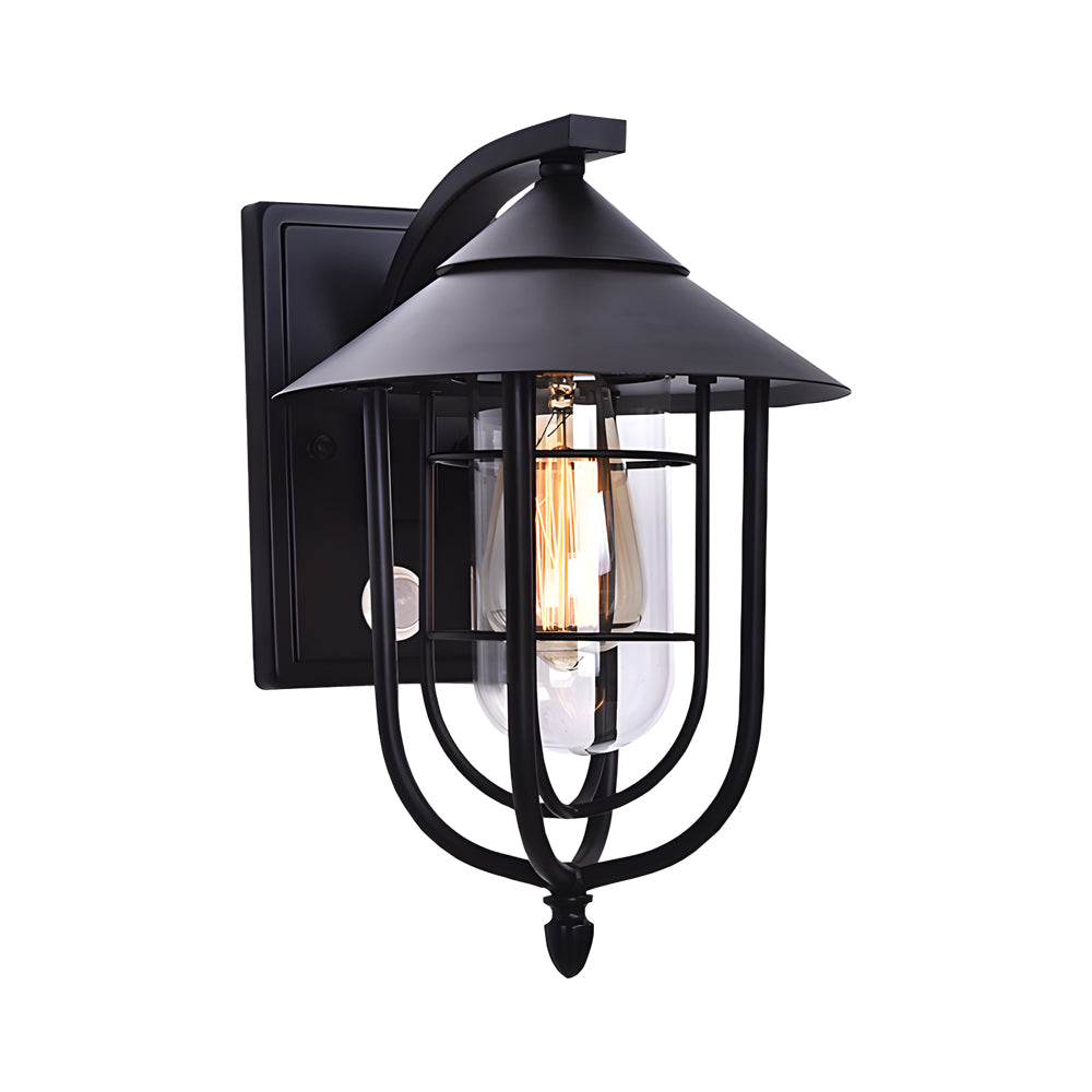 Rustic Nautical Wrought Iron Glass Outdoor Wall Sconce for Patios
