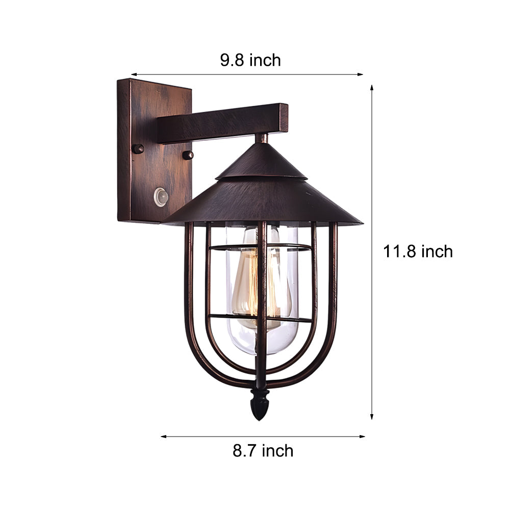 Rustic Nautical Wrought Iron Glass Outdoor Wall Sconce for Patios