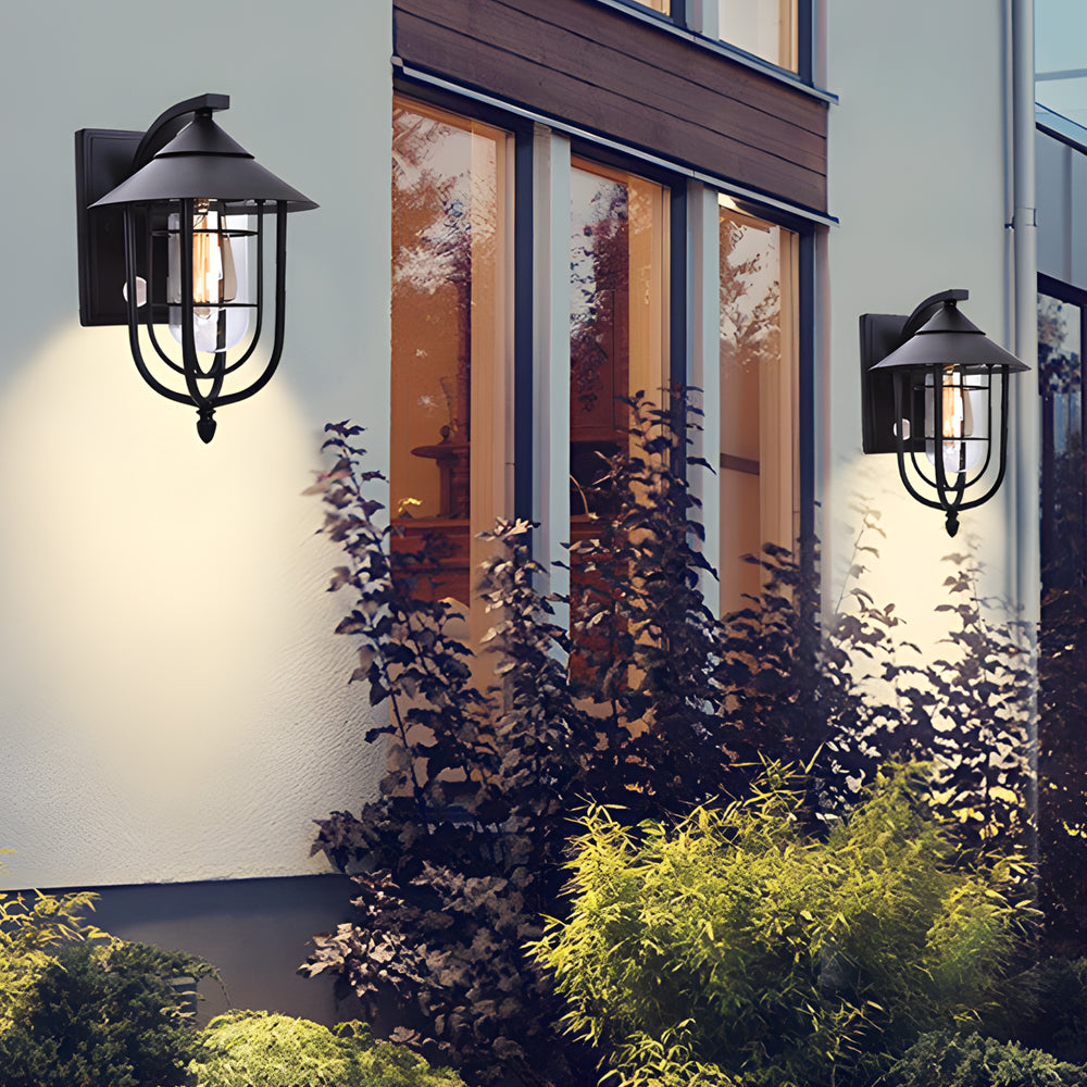 Rustic Nautical Wrought Iron Glass Outdoor Wall Sconce for Patios