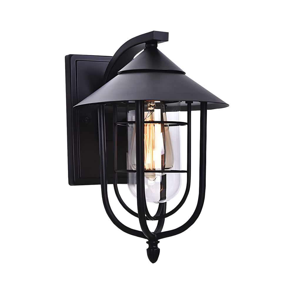 Rustic Nautical Wrought Iron Glass Outdoor Wall Sconce for Patios