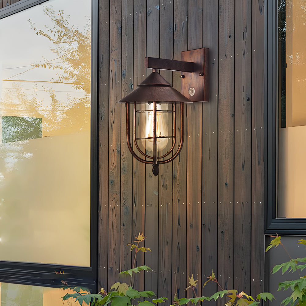 Rustic Nautical Wrought Iron Glass Outdoor Wall Sconce for Patios
