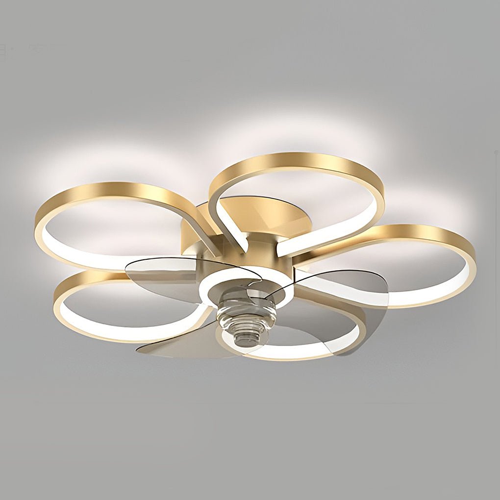 Nordic Floral LED Flush Mount Ceiling Fan Light for Living Room Bedroom