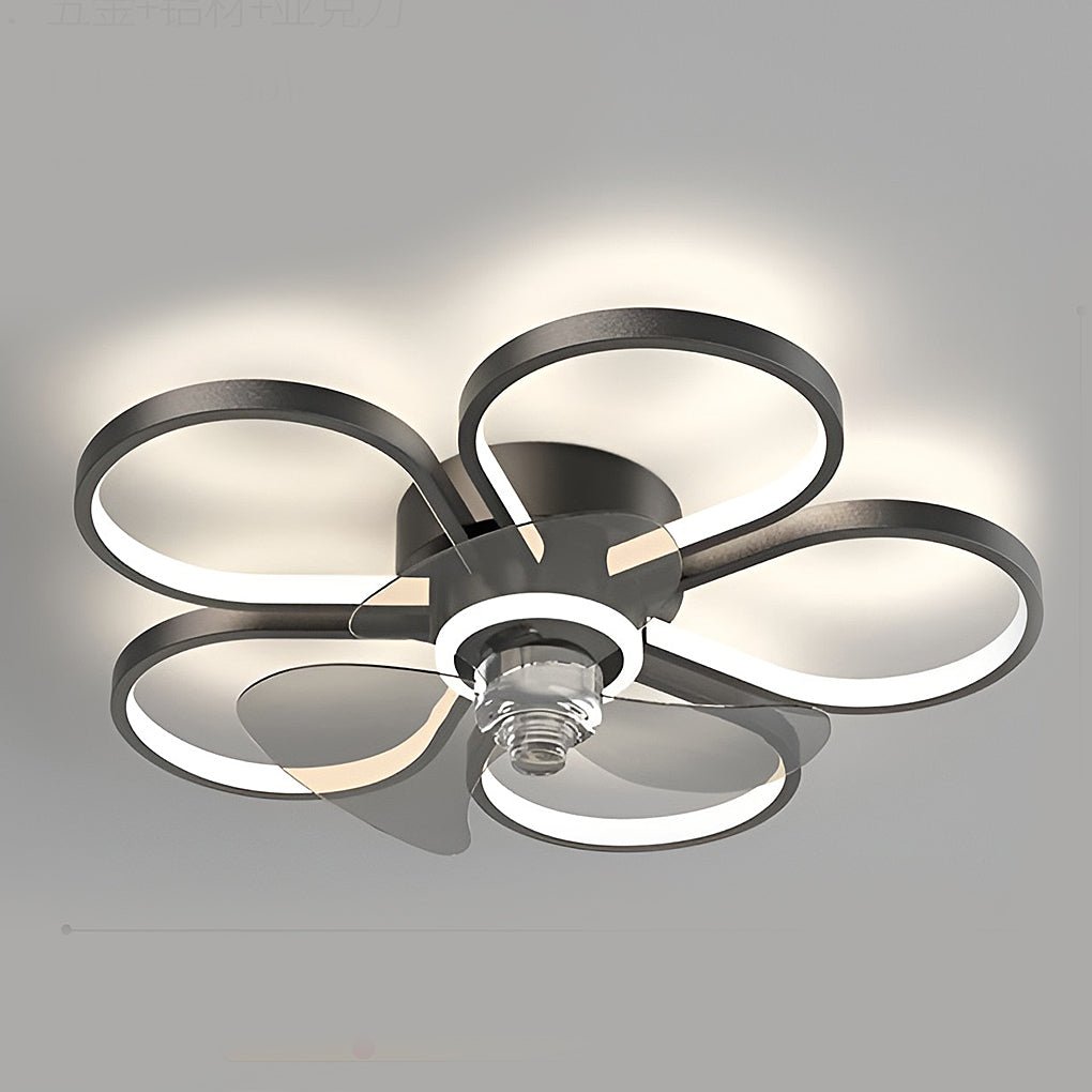 Nordic Floral LED Flush Mount Ceiling Fan Light for Living Room Bedroom