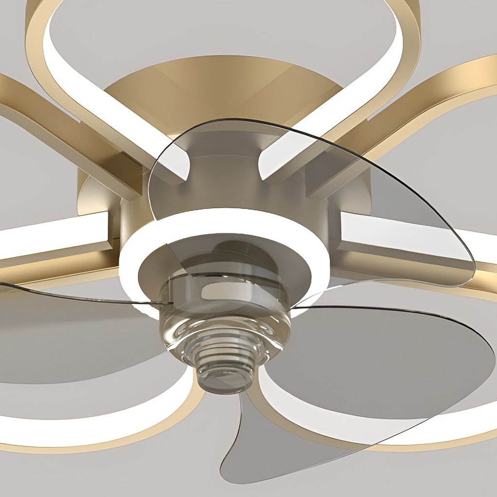 Nordic Floral LED Flush Mount Ceiling Fan Light for Living Room Bedroom