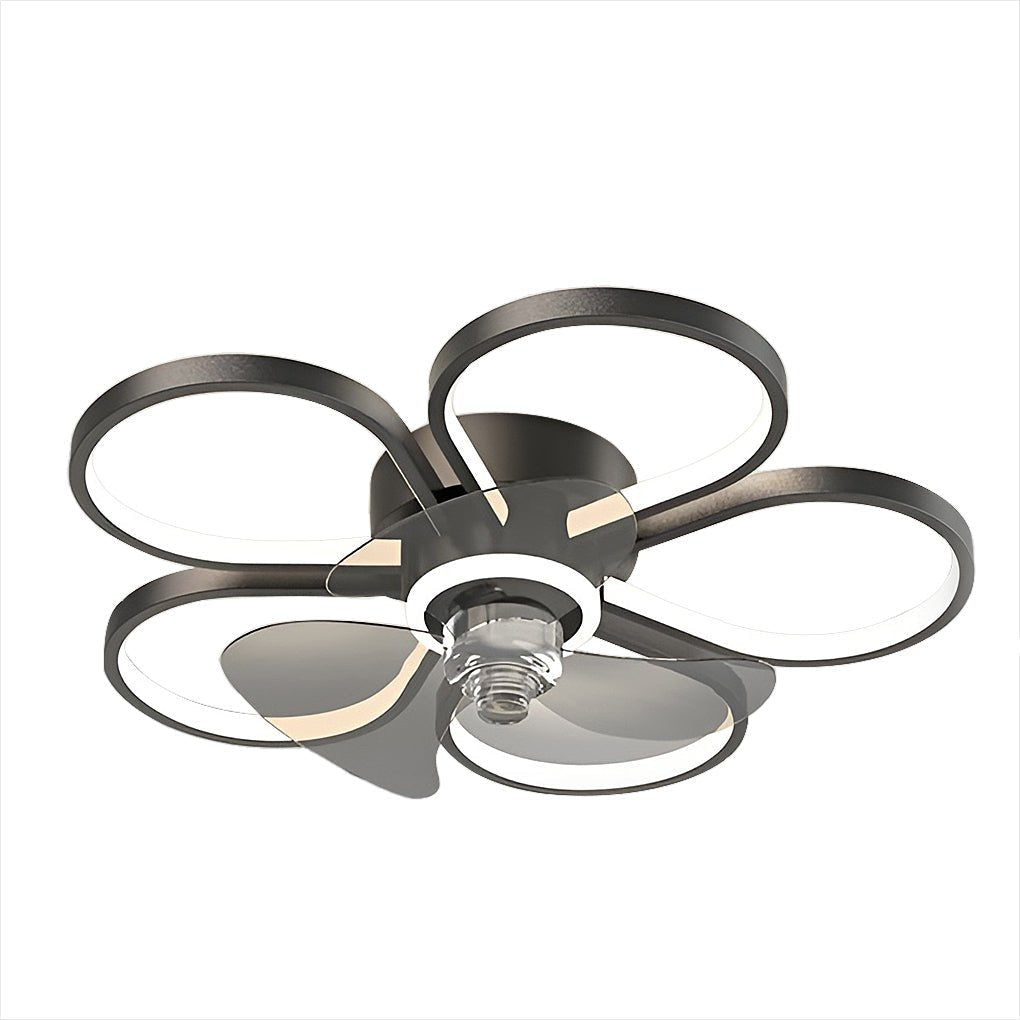 Nordic Floral LED Flush Mount Ceiling Fan Light for Living Room Bedroom