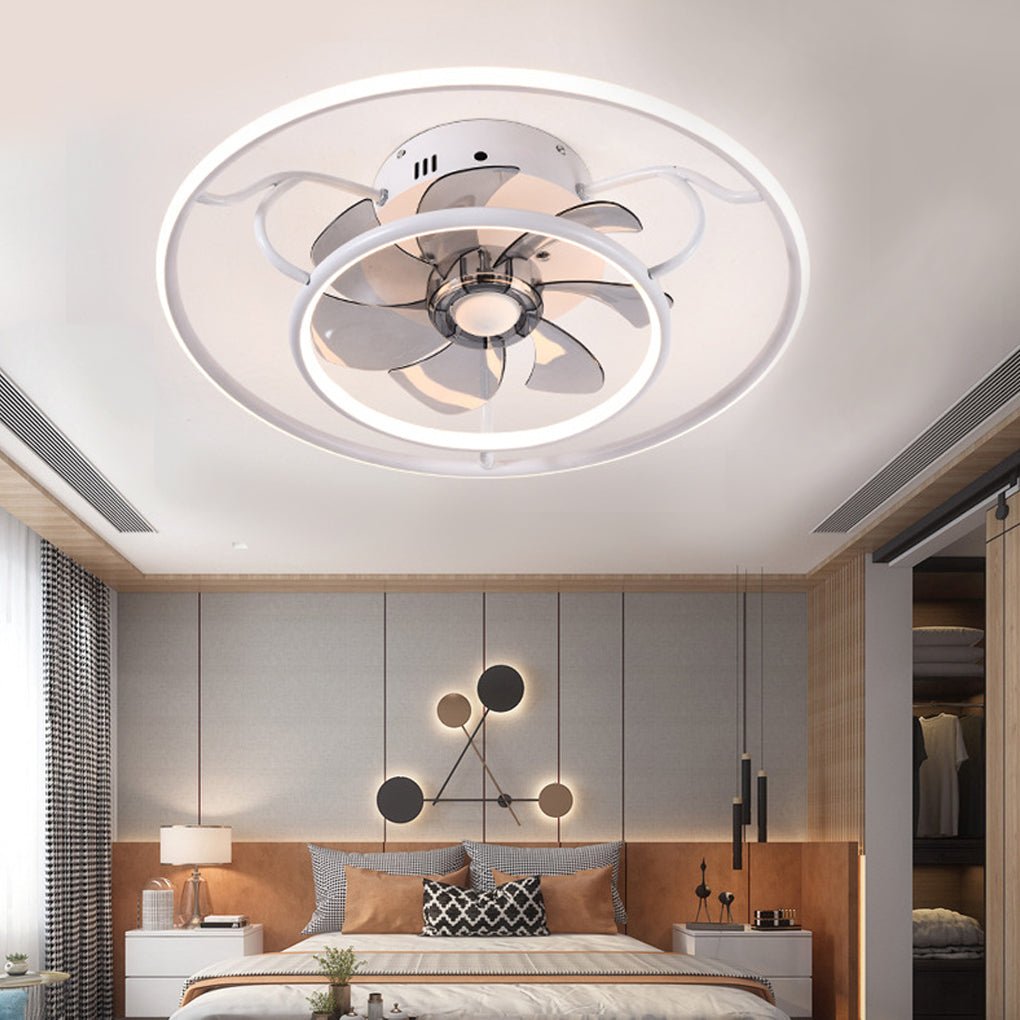 Modern Nordic Adjustable Ceiling Fan Light in White for Living Room & Bedroom