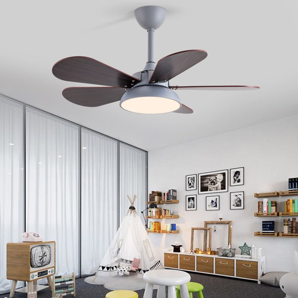 Colorful Nordic Cartoon Kids Ceiling Fan with Lights for Playrooms