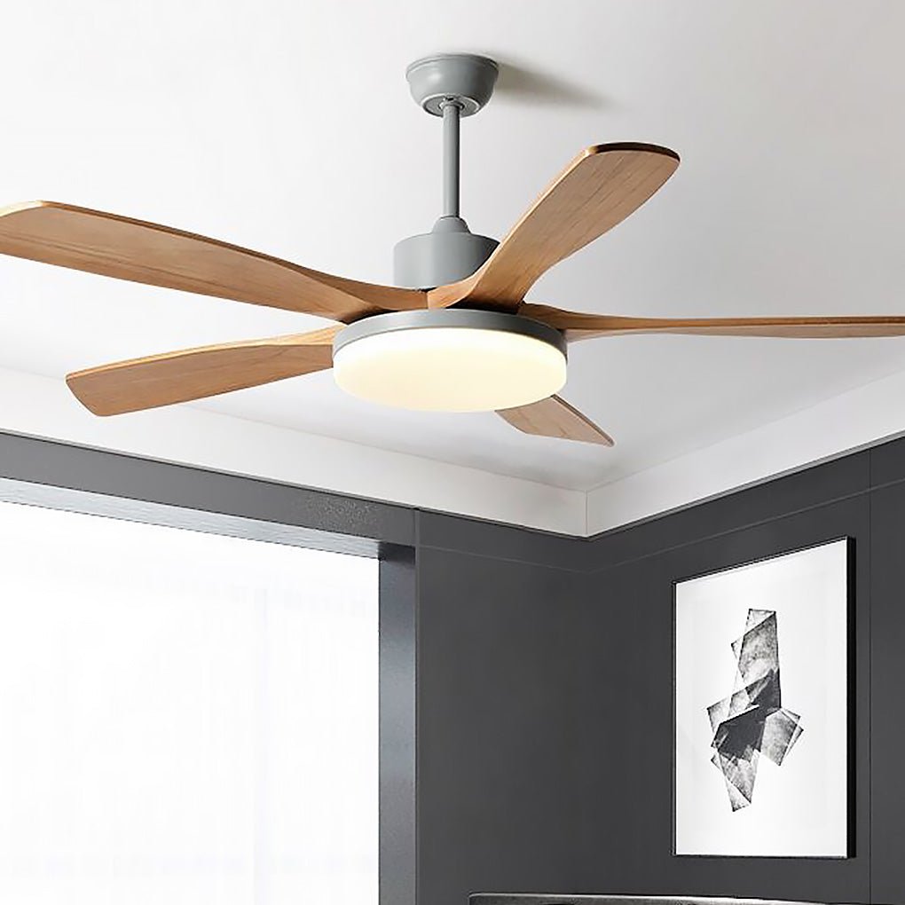Dimmable Nordic Style White LED Ceiling Fan Light with Remote Control for Living Room