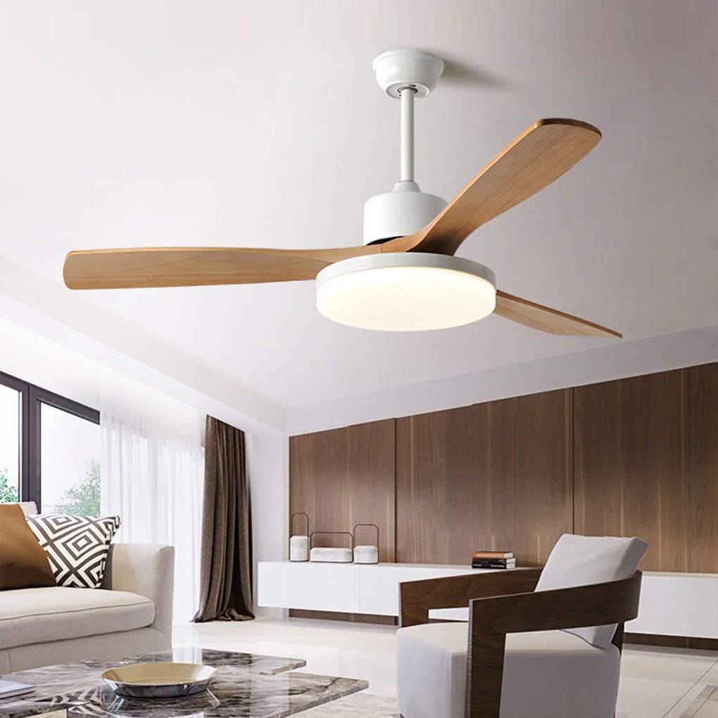 Dimmable Nordic Style White LED Ceiling Fan Light with Remote Control for Living Room