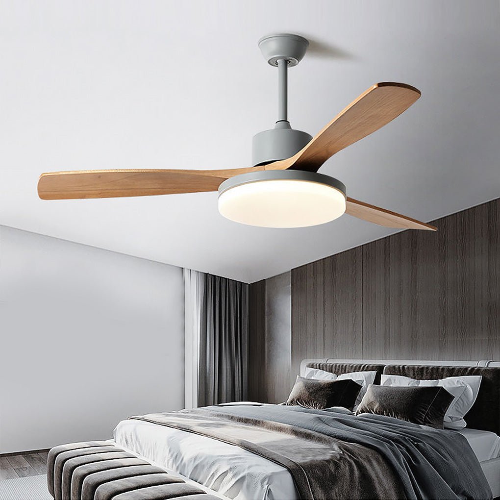 Dimmable Nordic Style White LED Ceiling Fan Light with Remote Control for Living Room